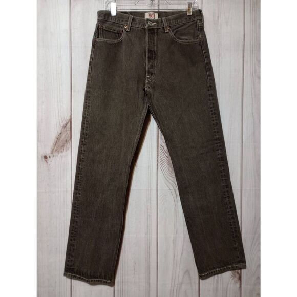 Levi's Jeans Men's 34 34 Charcoal Straight‎ Leg Button Fly - Picture 1 of 10